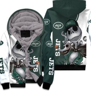 New York Jets Jack Skellington And Zero Unisex Fleece Hoodie