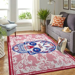 New York Rangers NHL Team Logo Skull Flower Style Nice Gift Home Decor Rectangle Area Rug