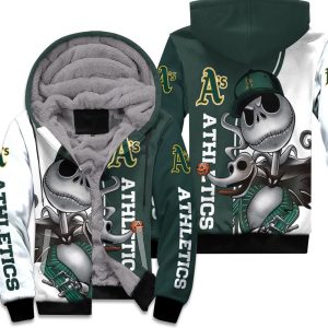 Oakland Athletics Jack Skellington And Zero Unisex Fleece Hoodie