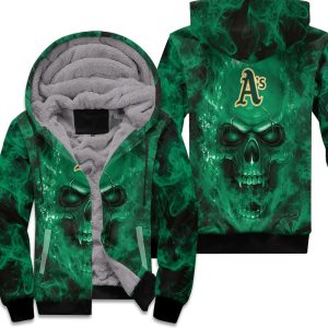 Oakland Athletics Mlb Fans Skull Unisex Fleece Hoodie