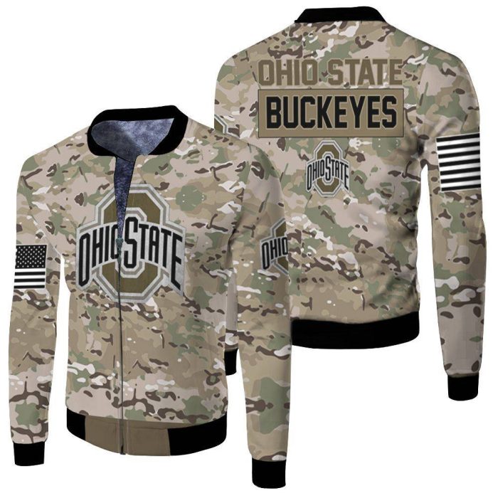 Ohio State Buckeyes Camouflage Veteran 3D Fleece Bomber Jacket