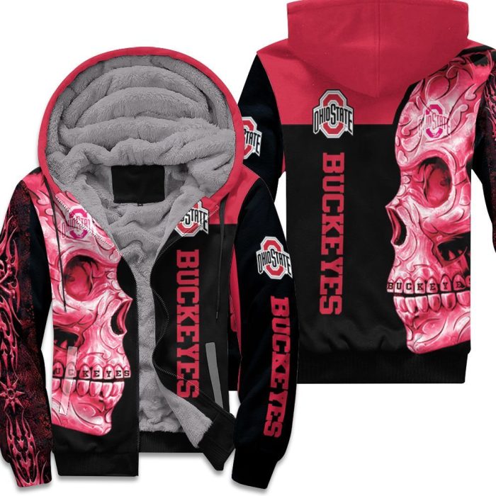 Ohio State Buckeyes Ncaa Skull 3D Unisex Fleece Hoodie