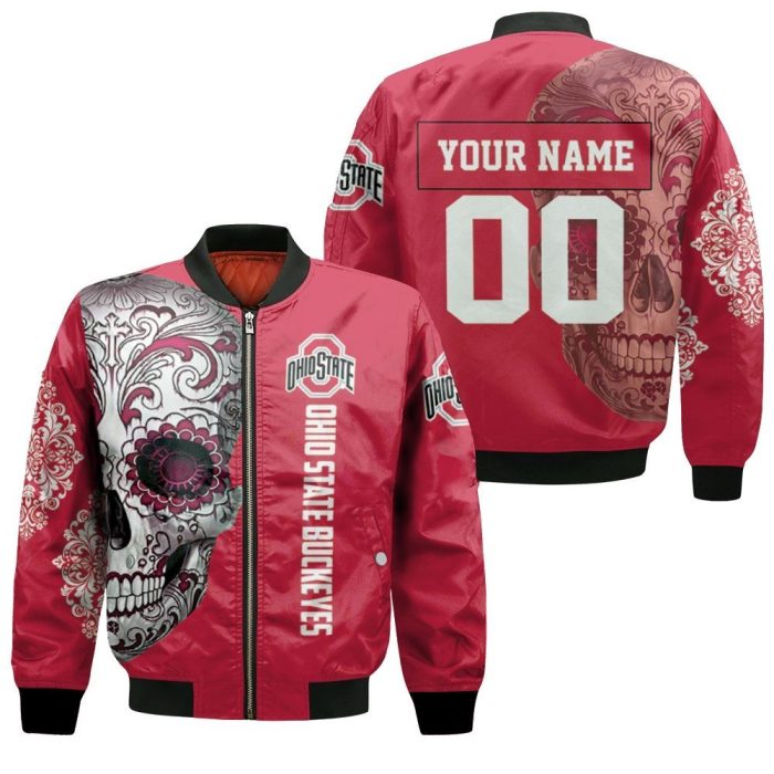 Ohio State Buckeyes Sugar Skull 3D Personalized 1 Bomber Jacket