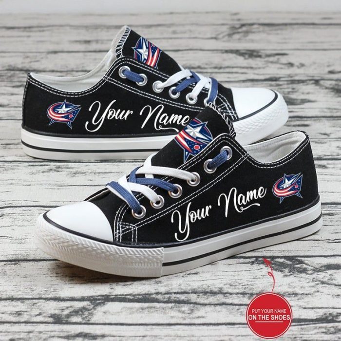 Personalized Columbus Blue Jackets NHL Hockey Gift For Fans Low Top Custom Canvas Shoes