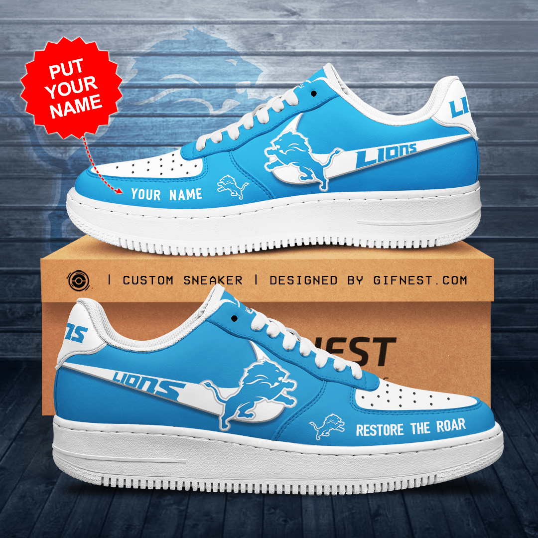 Personalized-Detroit-Lions-Air-Force-Sneaker-Custom-For-Fan Personalized Detroit Lions Air Force Sneaker Custom For Fan