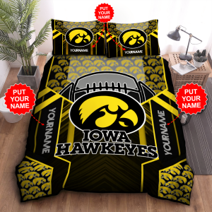 Personalized Iowa Hawkeyes Duvet Cover Pillowcase Bedding Set BS1985
