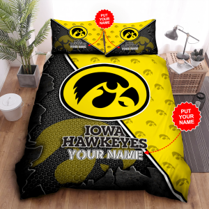 Personalized Iowa Hawkeyes Duvet Cover Pillowcase Bedding Set BS2932