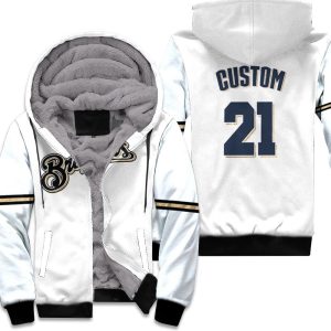 Personalized Milwaukee Brewers White Inspired Style Unisex Fleece Hoodie