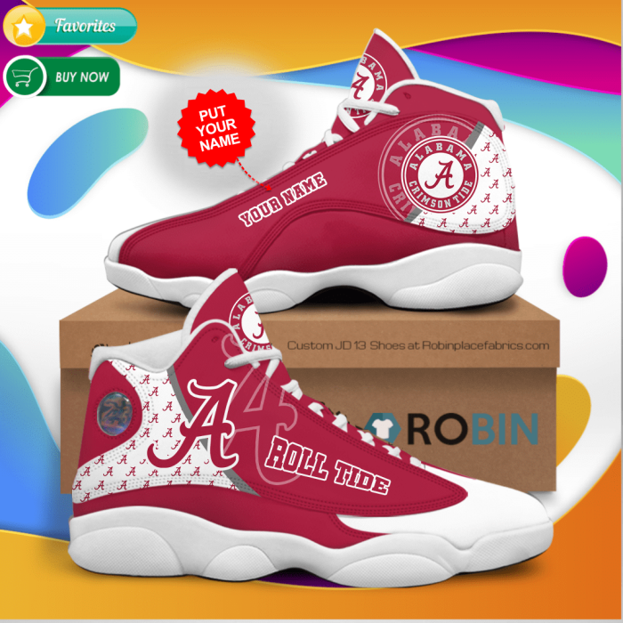 Personalized Name Alabama Crimson Tide Jordan 13 Sneakers - Custom JD13 Shoes