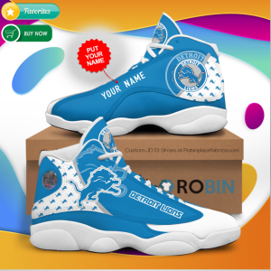 Personalized Name Detroit Lions Jordan 13 Sneakers - Custom JD13 Shoes