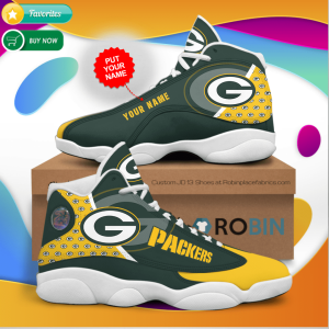 Personalized Name Green Bay Packers Jordan 13 Sneakers - Custom JD13 Shoes