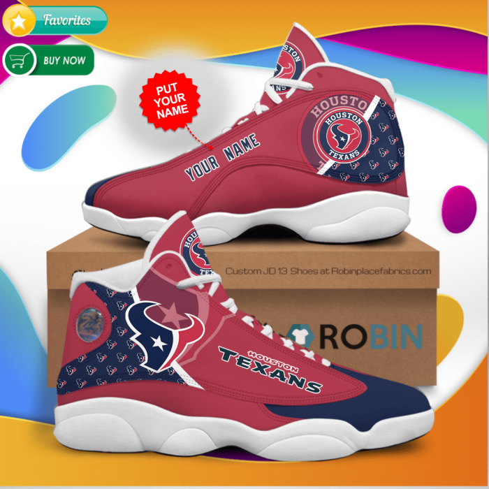 Personalized Name Houston Texans Jordan 13 Sneakers - Custom JD13 Shoes