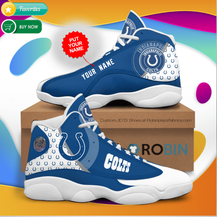 Personalized Name Indianapolis Colts Jordan 13 Sneakers - Custom JD13 Shoes