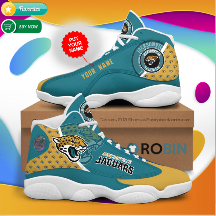 Personalized Name Jacksonville Jaguars Jordan 13 Sneakers - Custom JD13 Shoes