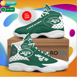 Personalized Name New York Jets Jordan 13 Sneakers - Custom JD13 Shoes