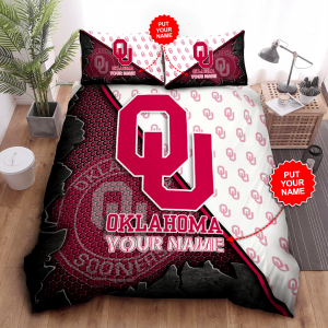 Personalized Oklahoma Sooners Duvet Cover Pillowcase Bedding Set BS3250