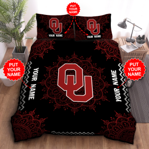Personalized Oklahoma Sooners Duvet Cover Pillowcase Bedding Set BS2612