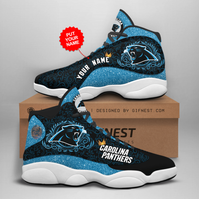 Personalized Shoes Carolina Panthers Jordan 13 Customized Name