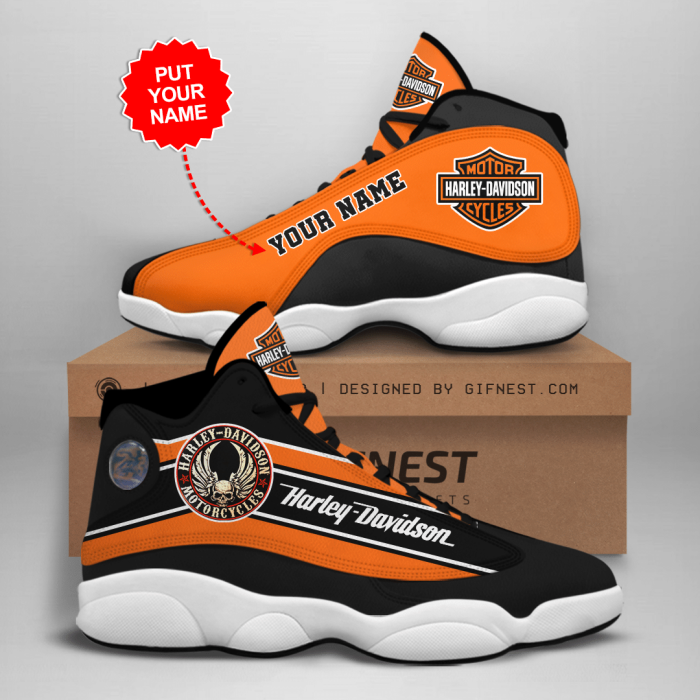 Personalized Shoes Harley Davidson Jordan 13 Customized Name