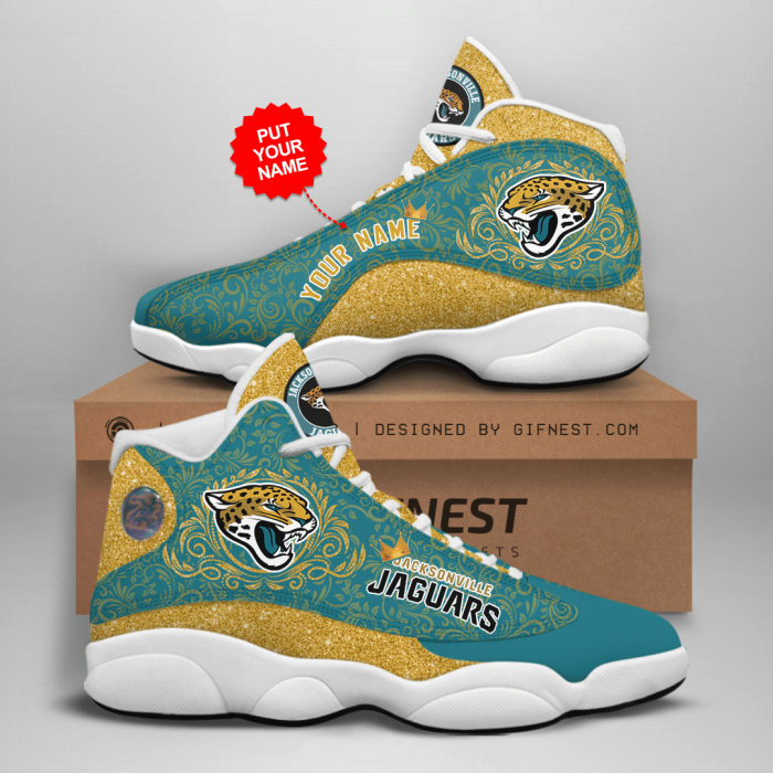 Personalized Shoes Jacksonville Jaguars Jordan 13 Customized Name