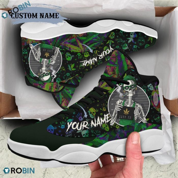 Personalized Skeleton Weed Jordan 13 Shoes