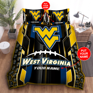 Personalized West Virginia Mountaineers Duvet Cover Pillowcase Bedding Set BS3921