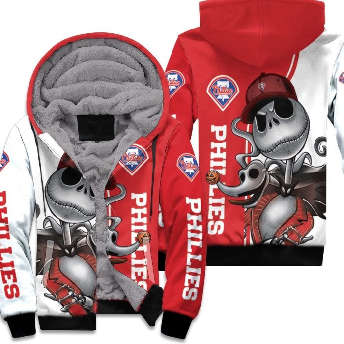 Philadelphia Phillies Jack Skellington And Zero Unisex Fleece Hoodie