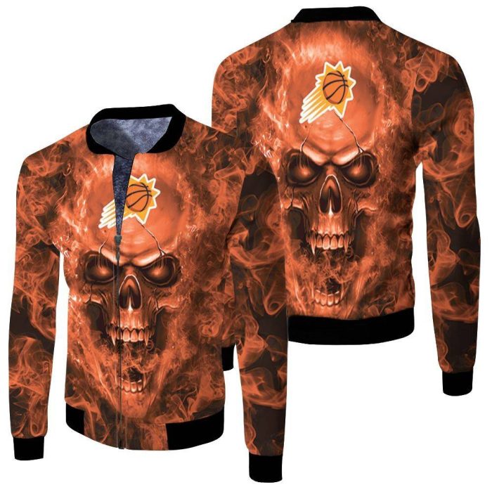 Phoenix Suns NBA Fans Skull Fleece Bomber Jacket