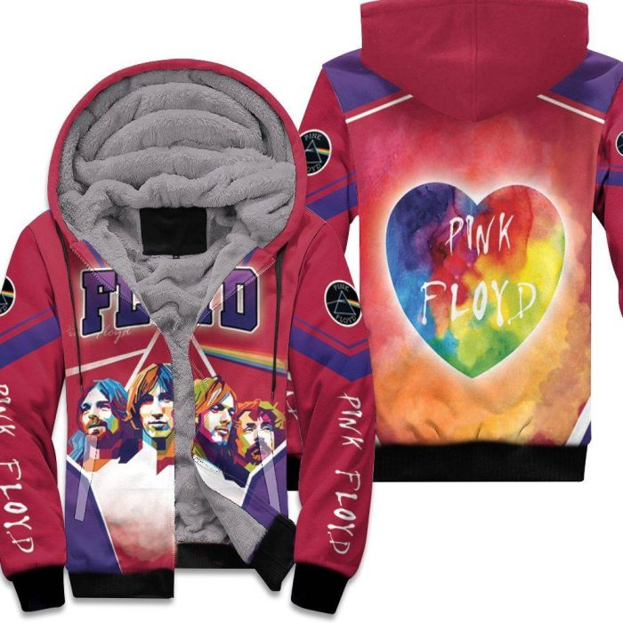 Pink Floyd Rainbow Heart Popart Red Unisex Fleece Hoodie