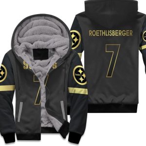 Pittsburgh Steelers 7 Ben Roethlisberger Black Golden Edition Inspired Unisex Fleece Hoodie