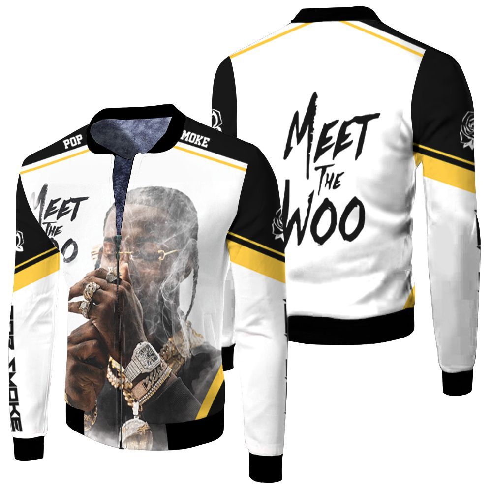 Pop Smoke Meet The Woo Album Smoking Fleece Bomber Jacket FBJ1514 – We ...