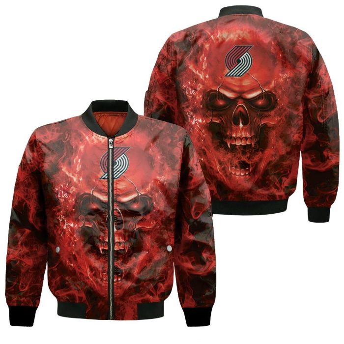 Portland Trail Blazers NBA Fans Skull Bomber Jacket