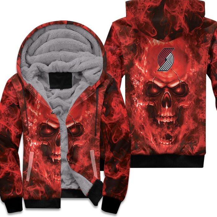 Portland Trail Blazers Nba Fans Skull Unisex Fleece Hoodie