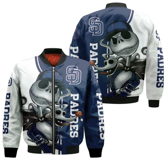 San Diego Padres Jack Skellington And Zero Bomber Jacket