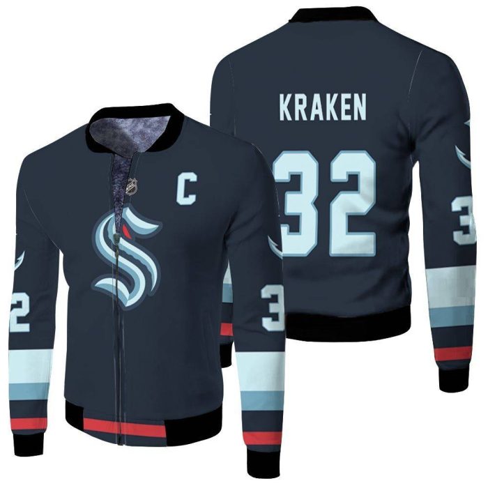 Seattle Kraken MLB 2020 Blue Inspired Fleece Bomber Jacket