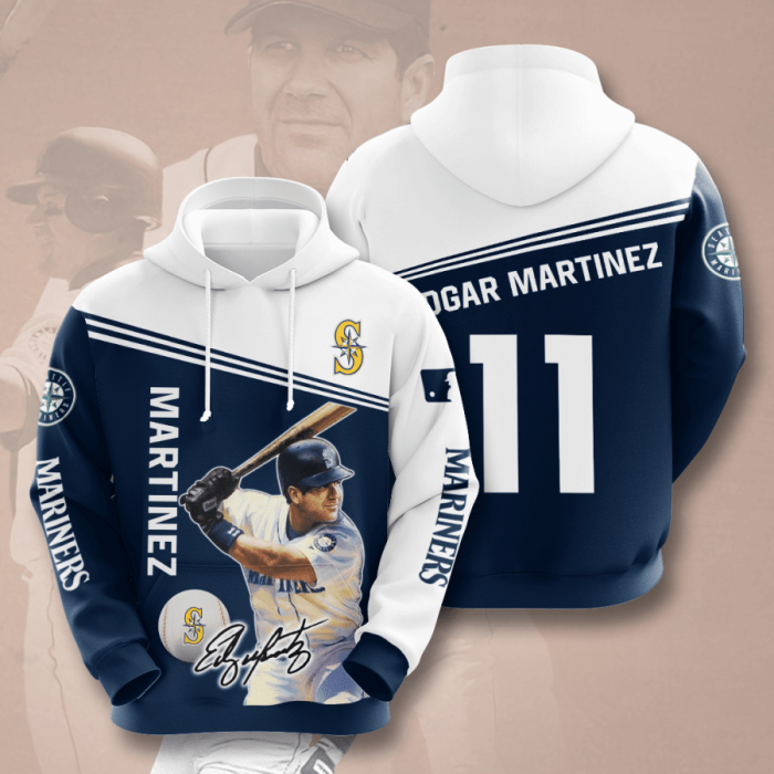 Seattle Mariners Edgar Martinez 11 3D Hoodie