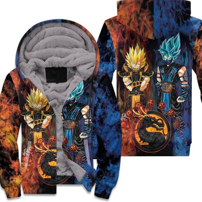 Songoku Sub Zero Vegeta Scorpion Dragon Ball Mortal Kombat 3D Unisex Fleece Hoodie