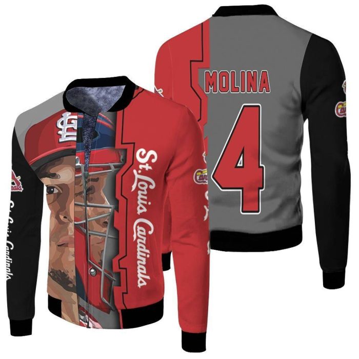 St Louis Cardinals Yadier Molina Legend Split Face Fleece Bomber Jacket