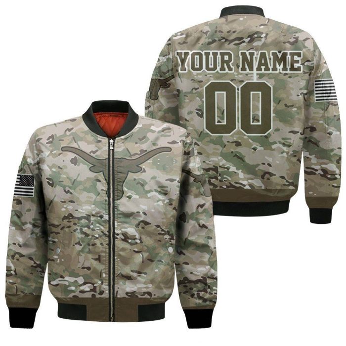 Texas Longhorns Camouflage Pattern 3D Personalized Bomber Jacket