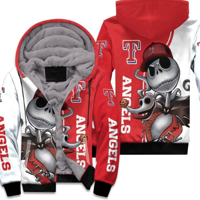 Texas Rangers Jack Skellington And Zero Unisex Fleece Hoodie