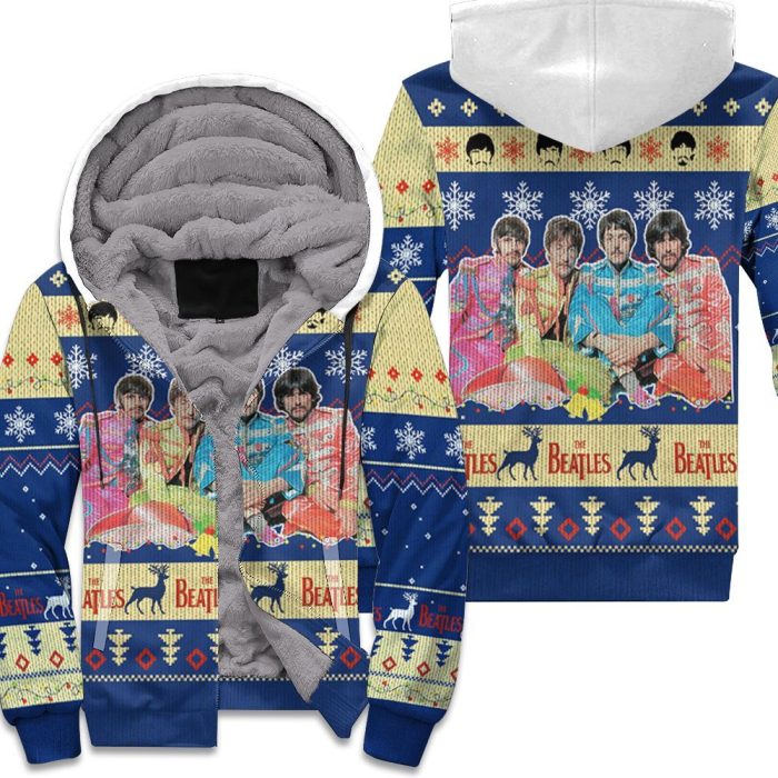 The Beatles Ugly Christmas 3D Unisex Fleece Hoodie