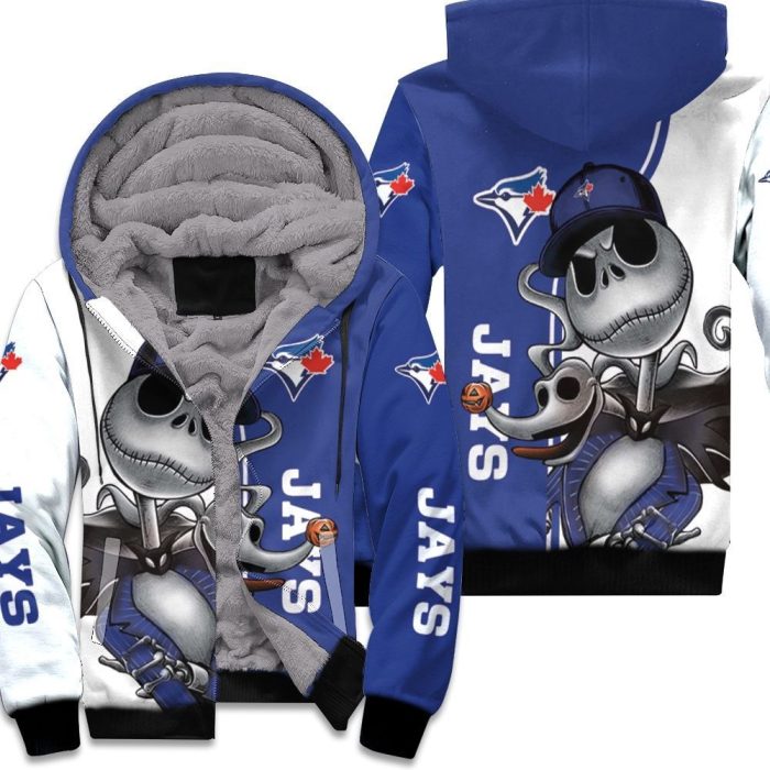 Toronto Blue Jays Jack Skellington And Zero Unisex Fleece Hoodie