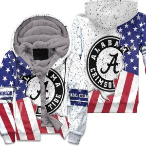 Us Flag Mashup Alabama Crimson Tide Logo For Fans Unisex Fleece Hoodie