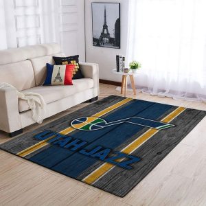 Utah Jazz NBA Team Logo Wooden Style Nice Gift Home Decor Rectangle Area Rug R0574