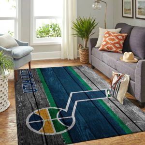 Utah Jazz NBA Team Logo Wooden Style Nice Gift Home Decor Rectangle Area Rug Unisex R0583