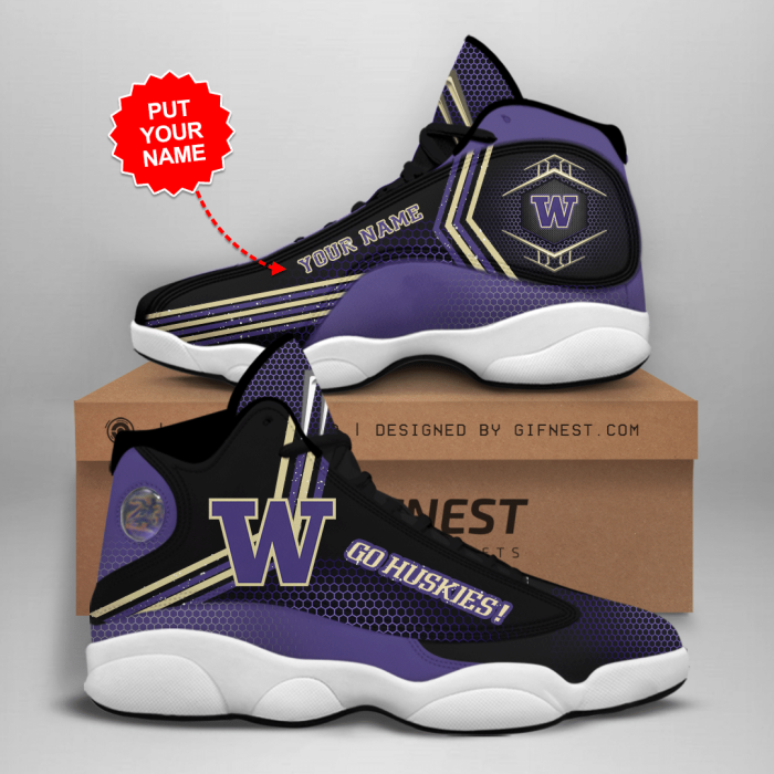 Washington Huskies Men'S Jordan 13 Custom Name Personalized Shoes