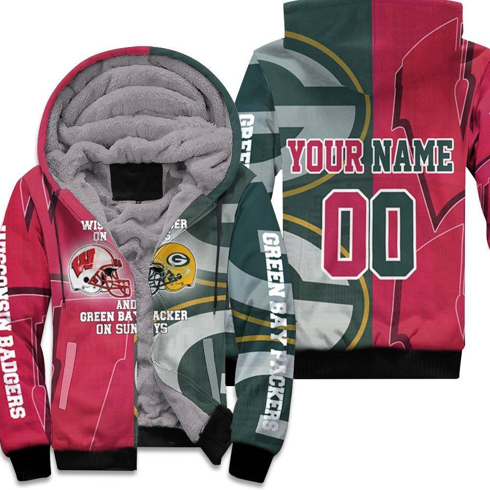 Wisconsin-Badger-On-Saturdays-And-Green-Bay-Packer-On-Sundays-3D-Personalized-Unisex-Fleece-Hoodie Wisconsin Badger On Saturdays And Green Bay Packer On Sundays 3D Personalized Unisex Fleece Hoodie