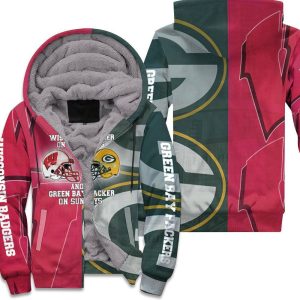 Wisconsin Badger On Saturdays And Green Bay Packer On Sundays 3D Unisex Fleece Hoodie