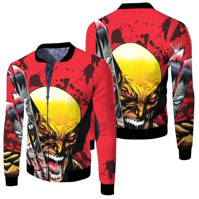 Wolverine With Claws Vs Hulk 3D Fleece Bomber Jacket