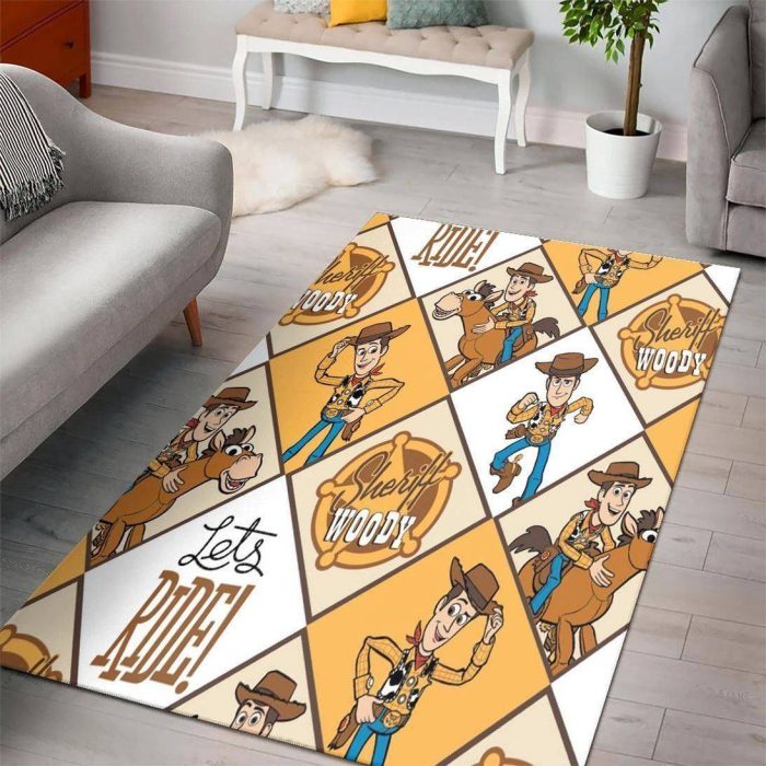 Woody Toy Story Living Room Cartoon Floor Carpet Rectangle Rug